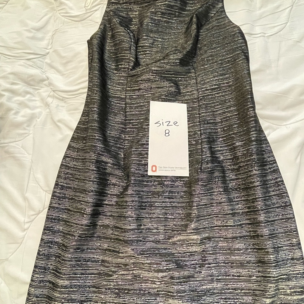 Metallic Black & Silver Sleeveless Women’s Dress - Size 8